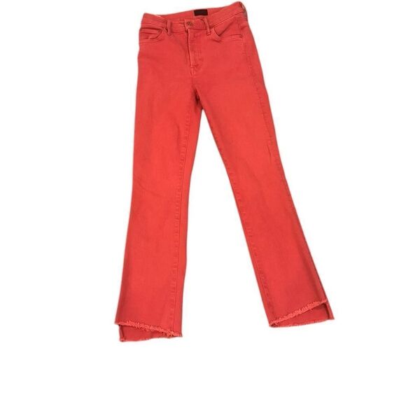 Mother Insider Crop Step Fray Hot Rod Red 25 - Picture 2 of 9